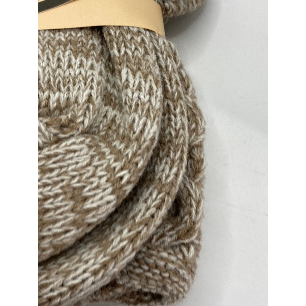 LEGMOGU'E Women's Taupe Rhythmic Mesh Chunky Knit Textured Boot Socks SZ OS
