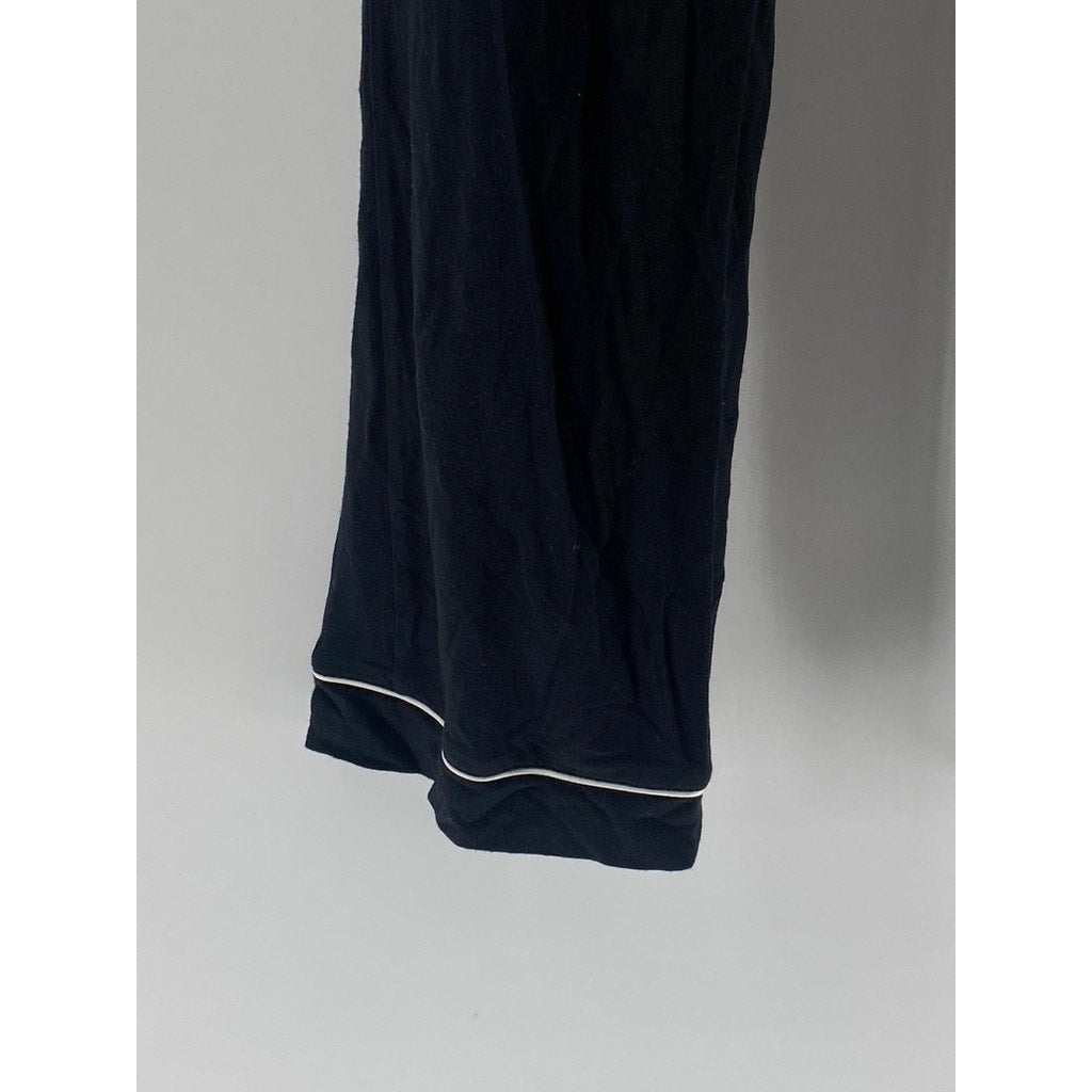 UNBRANDED Women's Black Pull-On Relaxed-Fit Straight Leg Pajama Pant SZ S