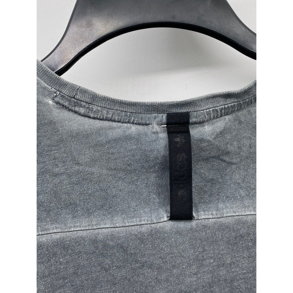 ADIDAS Men’s Dark Gray Mineral Wash Crewneck ST Mod Long Sleeve T-Shirt SZ L