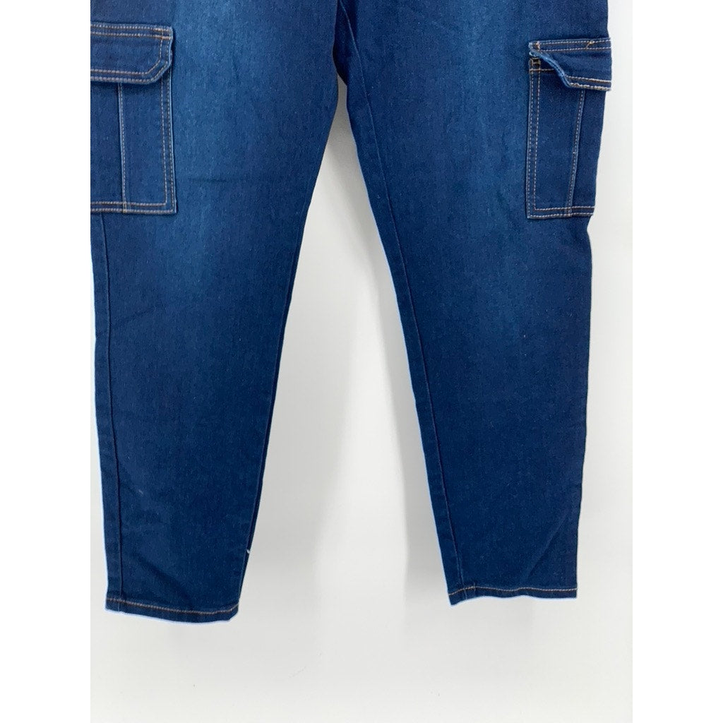 ELITE JEANS Women's Blue Denim Skinny Leg Cargo Jeans SZ 15/32