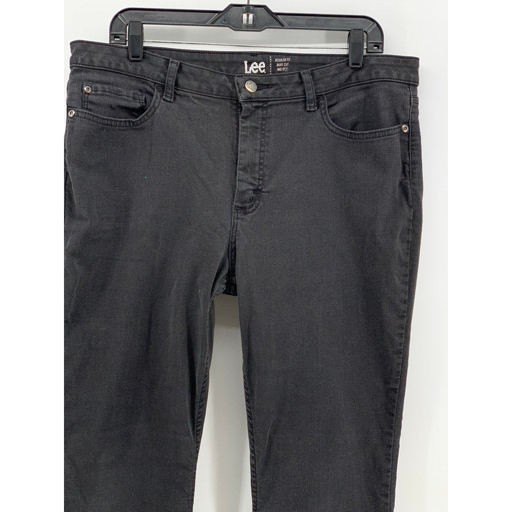 LEE Women's Black Mid-Rise Regular Fit Bootcut Jeans SZ 16