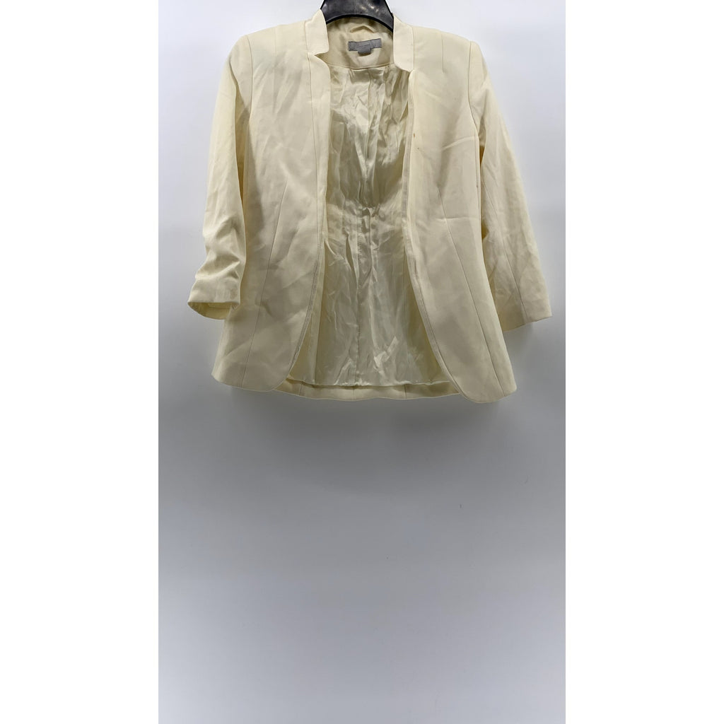 H&M Women's Cream Open-Front Mandarin-Collar Long Sleeve Blazer SZ 4