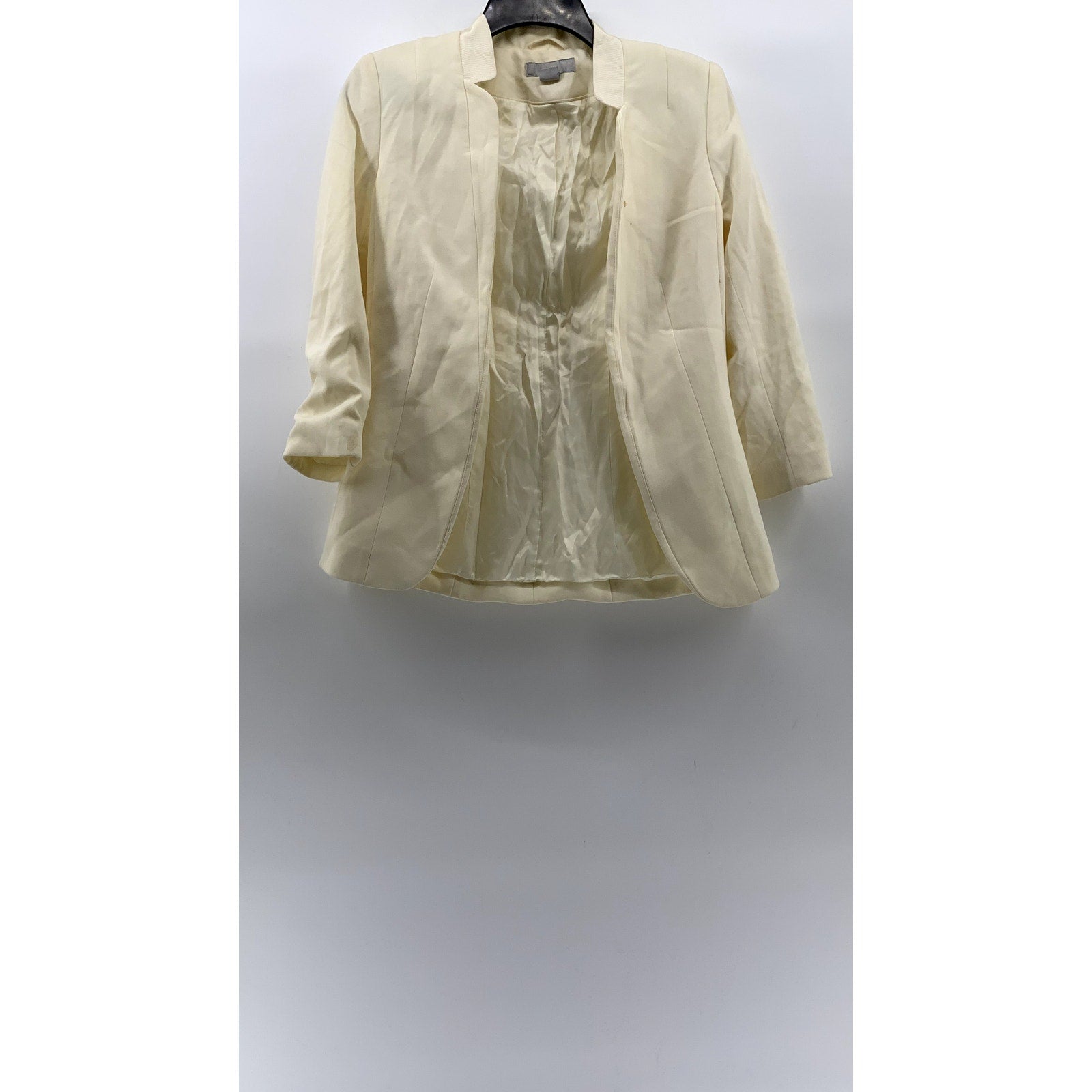 H&M Women's Cream Open-Front Mandarin-Collar Long Sleeve Blazer SZ 4