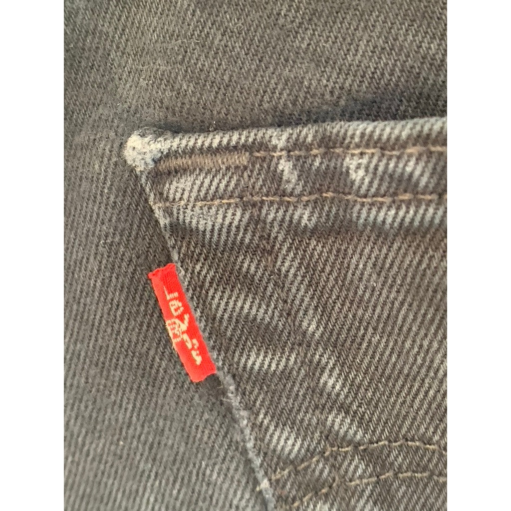 LEVI'S Women's Vintage Black Solid 501 Frayed Hem Straight-Leg Jean SZ 30X32