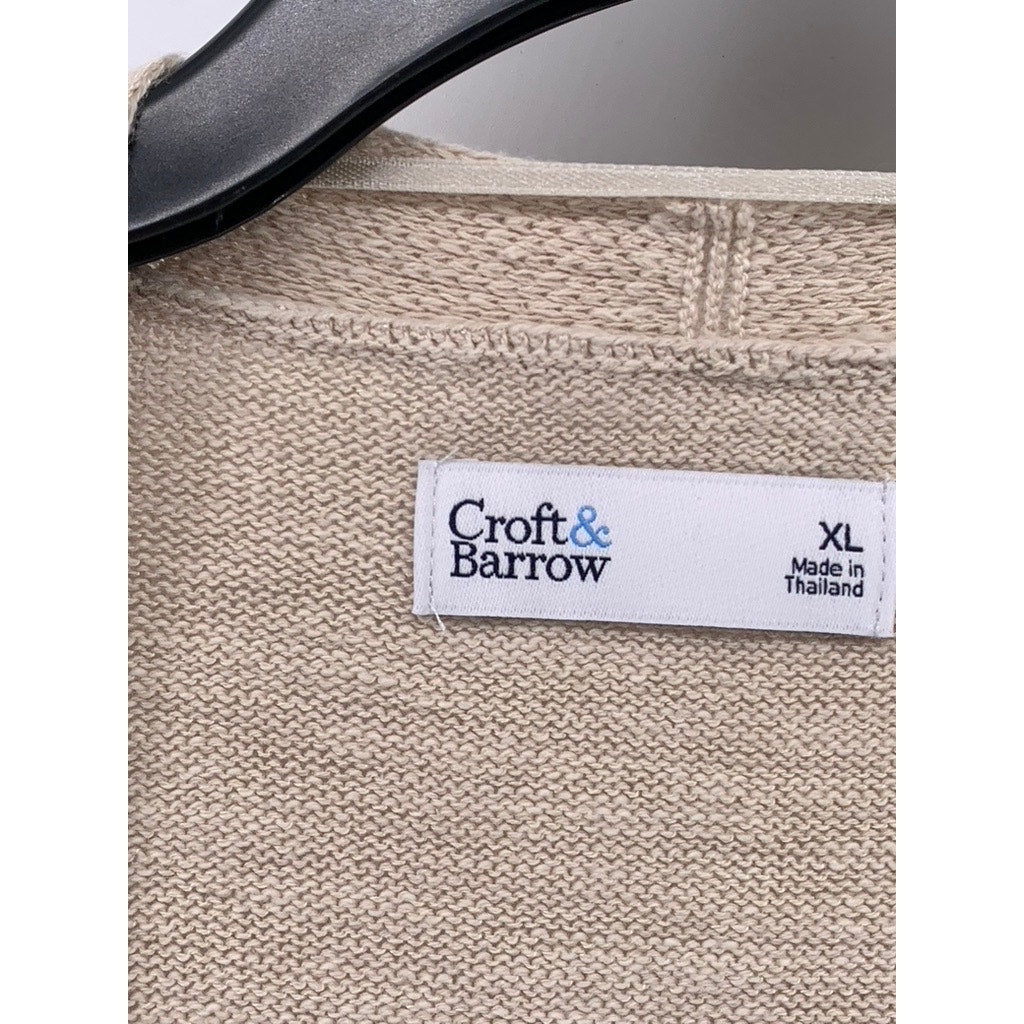 CROFT & BARROW Women's Beige Knit Open Front Cardigan SZ XL