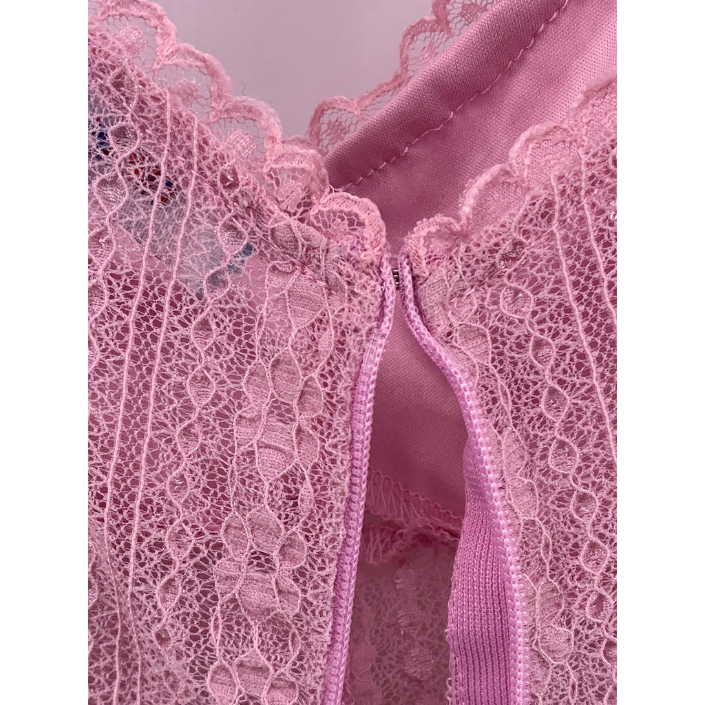 URBAN OUTFITTERS Women's Pink Roxie Lace Trim Short Sleeve Mini Dress SZ S