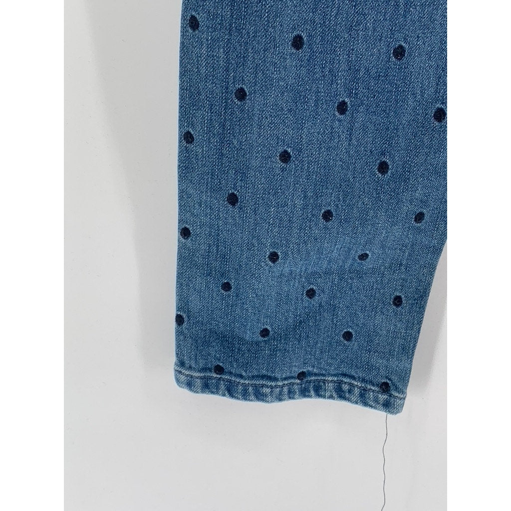 ULLA JOHNSON Women's Blue Denim Embroidered Polka Dot Skinny Leg Jeans SZ 2