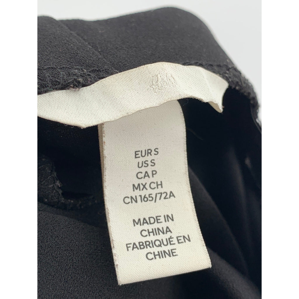 H&M Women's Black Solid Black High-Rise Wide-Leg Pull-On Pants SZ S