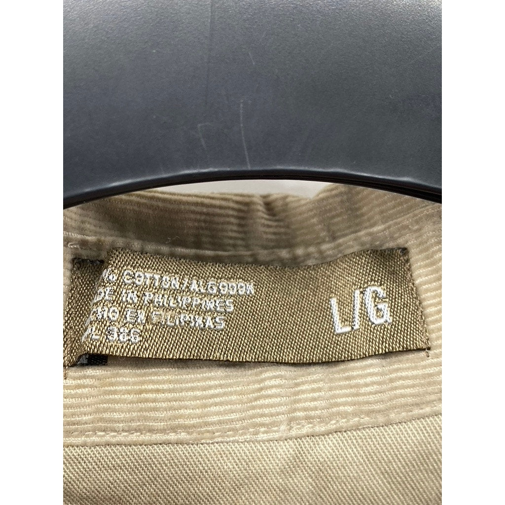 HAGGAR GENERATIONS Men's Beige Button Down SZ(LG)