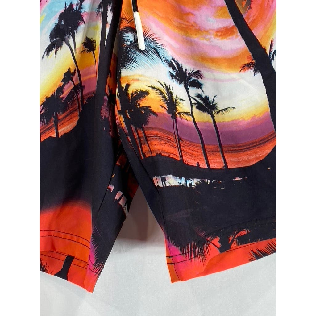 AMERICAN EAGLE Men's Red Tropical Print Drawstring Pull-On Board Shorts SZ S