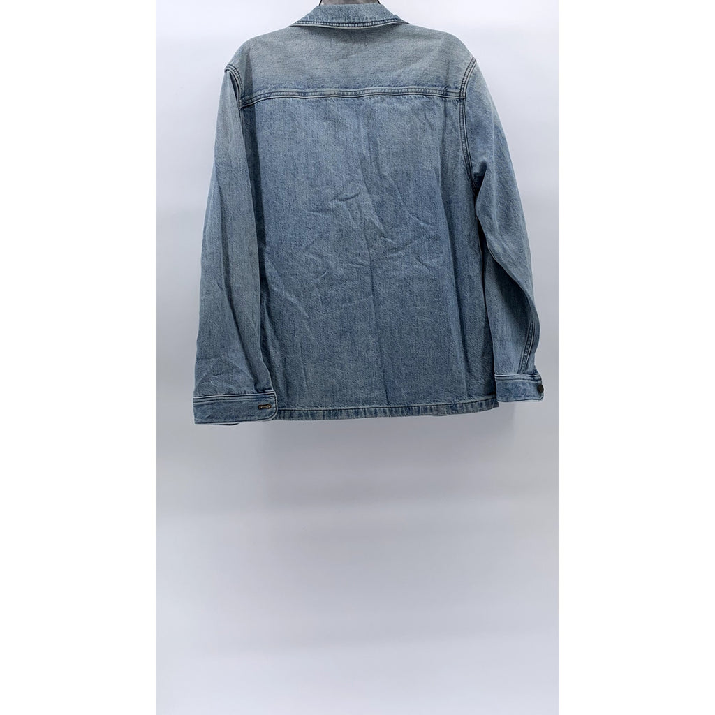 MADEWELL Men’s Highbury Wash Blue Denim Relaxed-Fit Button-Up Shirt Jacket SZ S