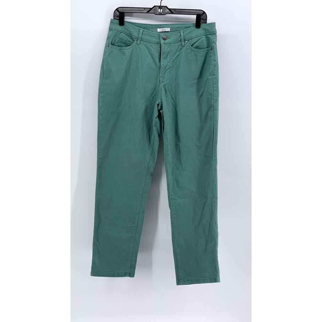 CROFT & BARROW Women's Green Solid Slim Leg Pants SZ 12