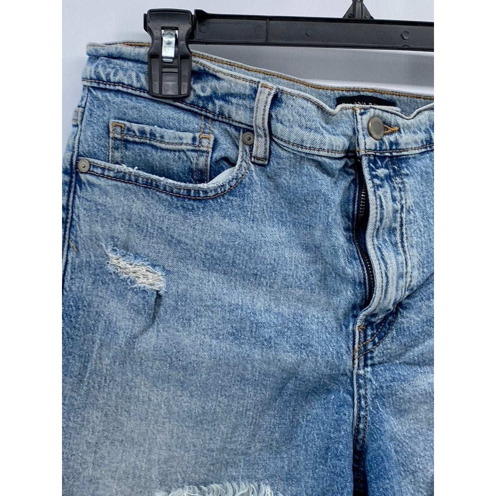 BANANA REPUBLIC Women’s Blue Medium Wash Denim Distressed High-Rise Shorts SZ 30