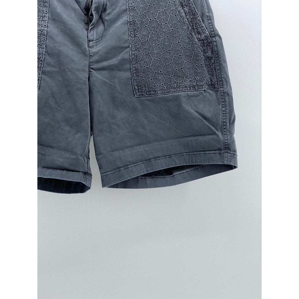 GAP Women's Charcoal Gray Floral Lace Regular-Fit Bermuda Girlfriend Shorts SZ 8