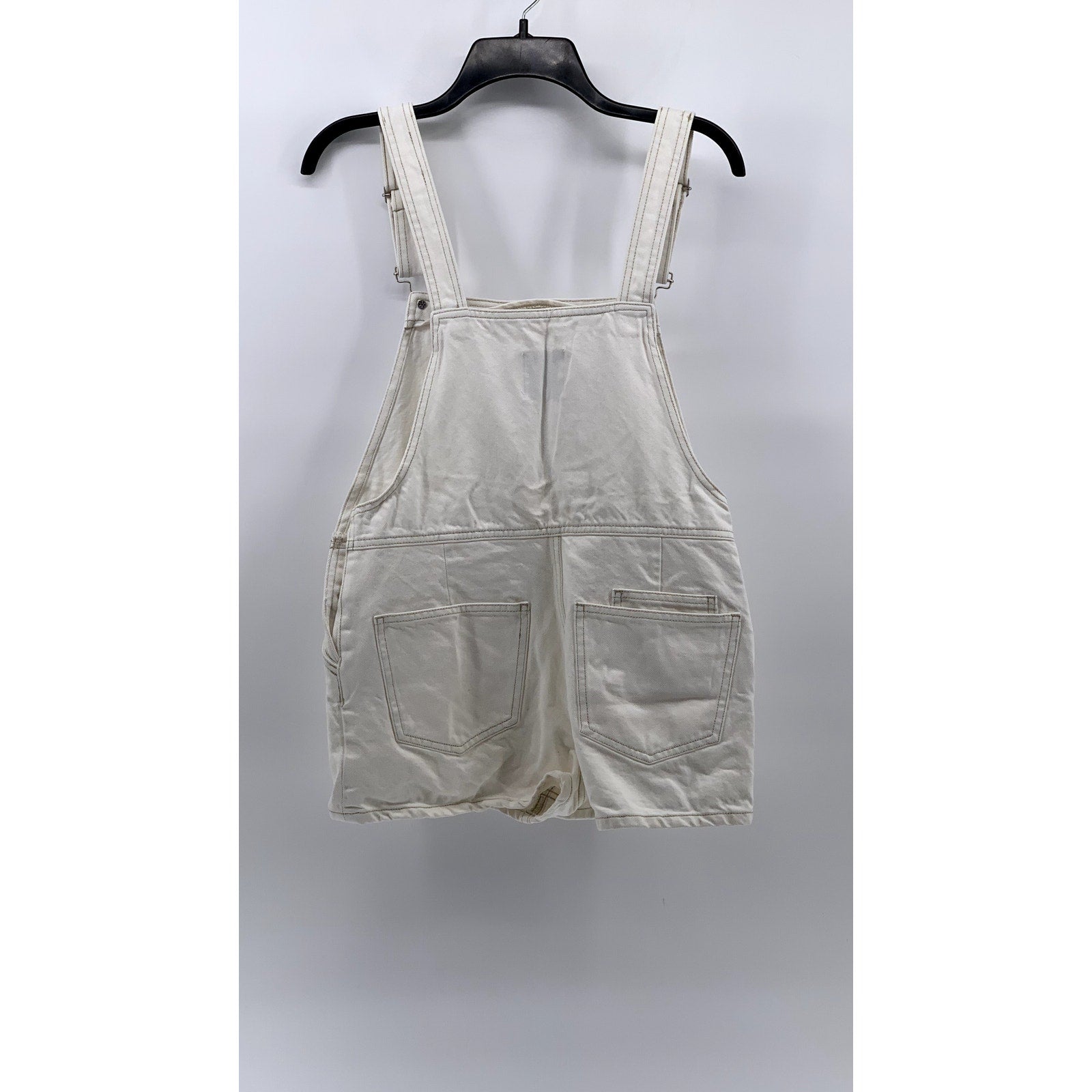 ZARA Women's White Denim Short Overall SZ S