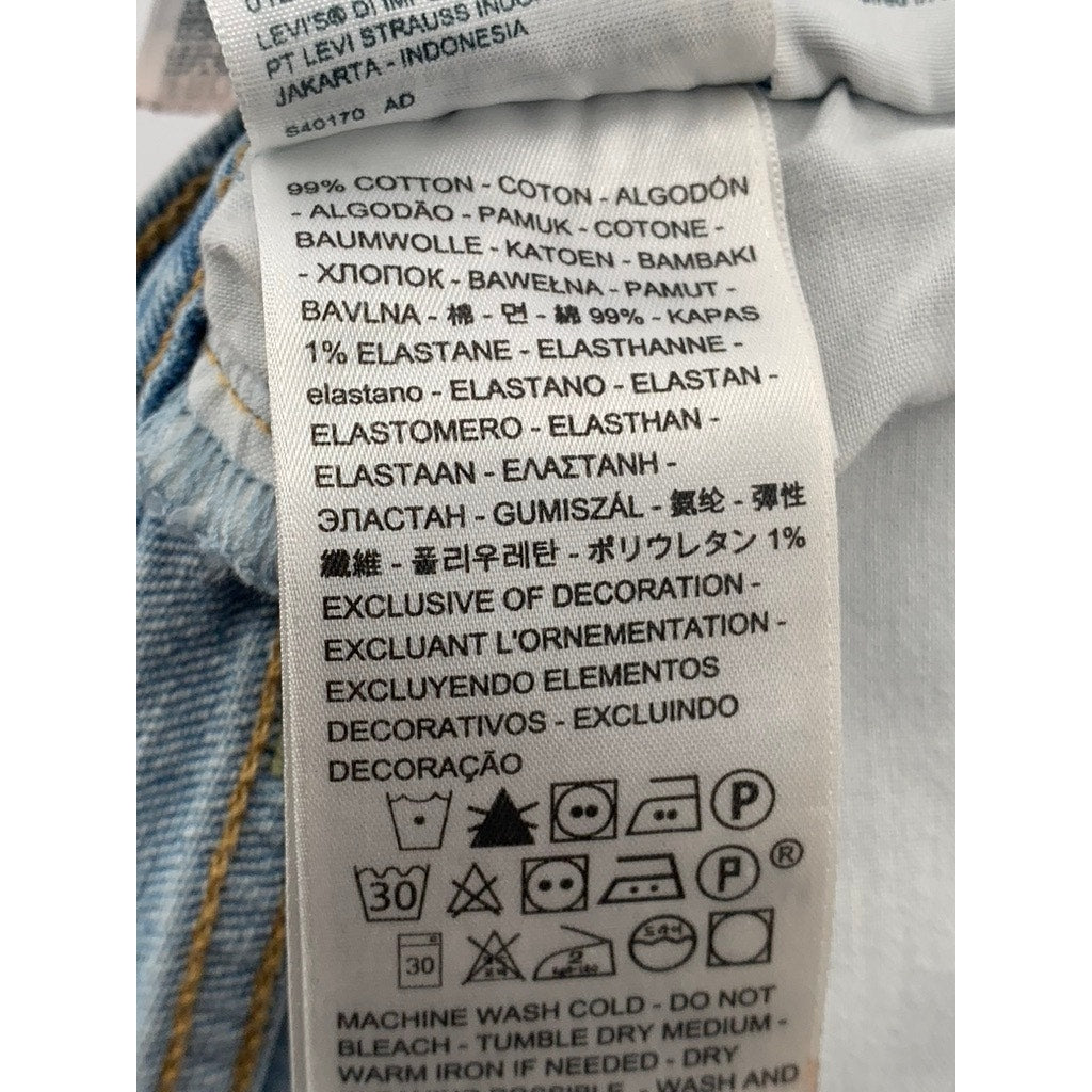 LEVI'S Women's Light Blue Distressed High-Rise Ribcage Button-Fly Short SZ 25