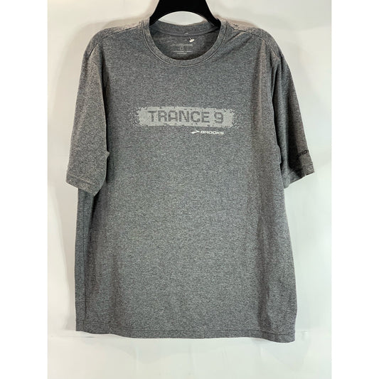 BROOKS Men's Gray Crewneck Trance 9 Graphic Short Sleeve T-Shirt SZ L