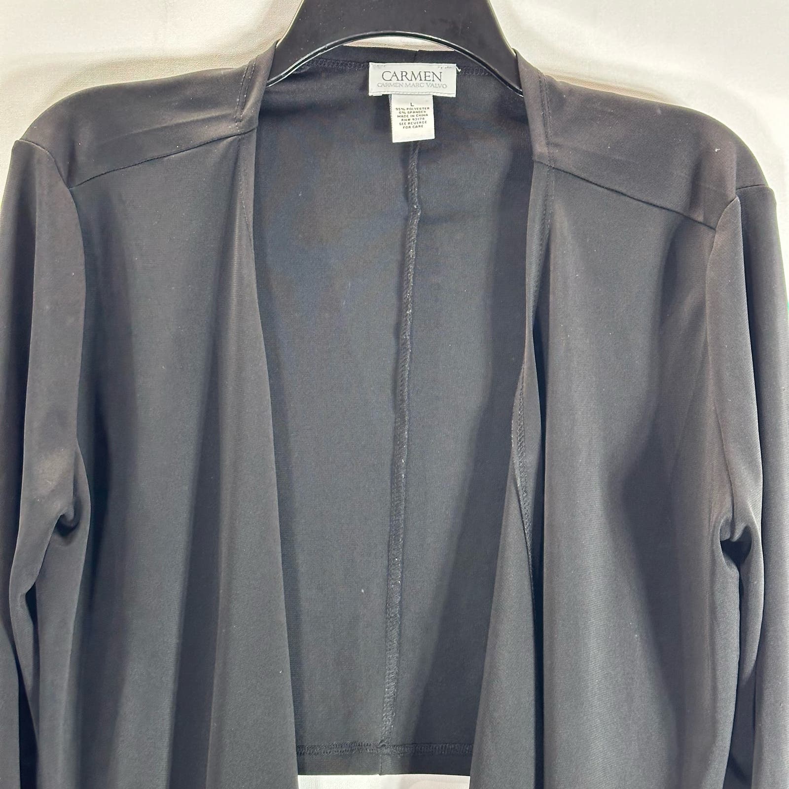 CARMEN CARMEN MARC VALVO Women's Black Solid Open-Front Long Sleeve Cardigan SZL