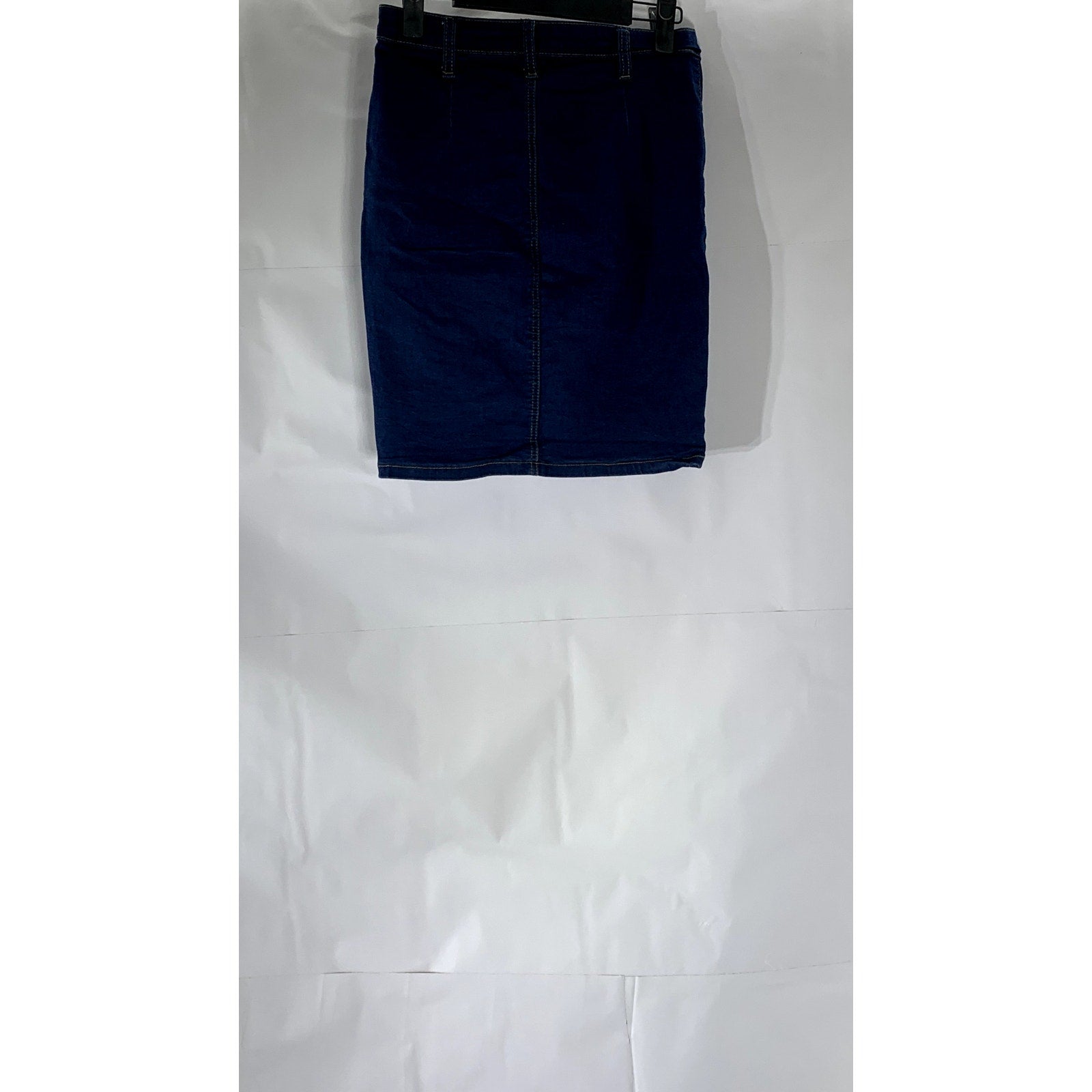 BOOHOO DENIM Women's Dark Blue Button-Front Straight Mini Skirt SZ 10