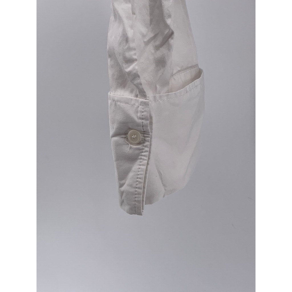 ZARA Women's White Embroidered Button-Up Long Sleeve Crop Top SZ M