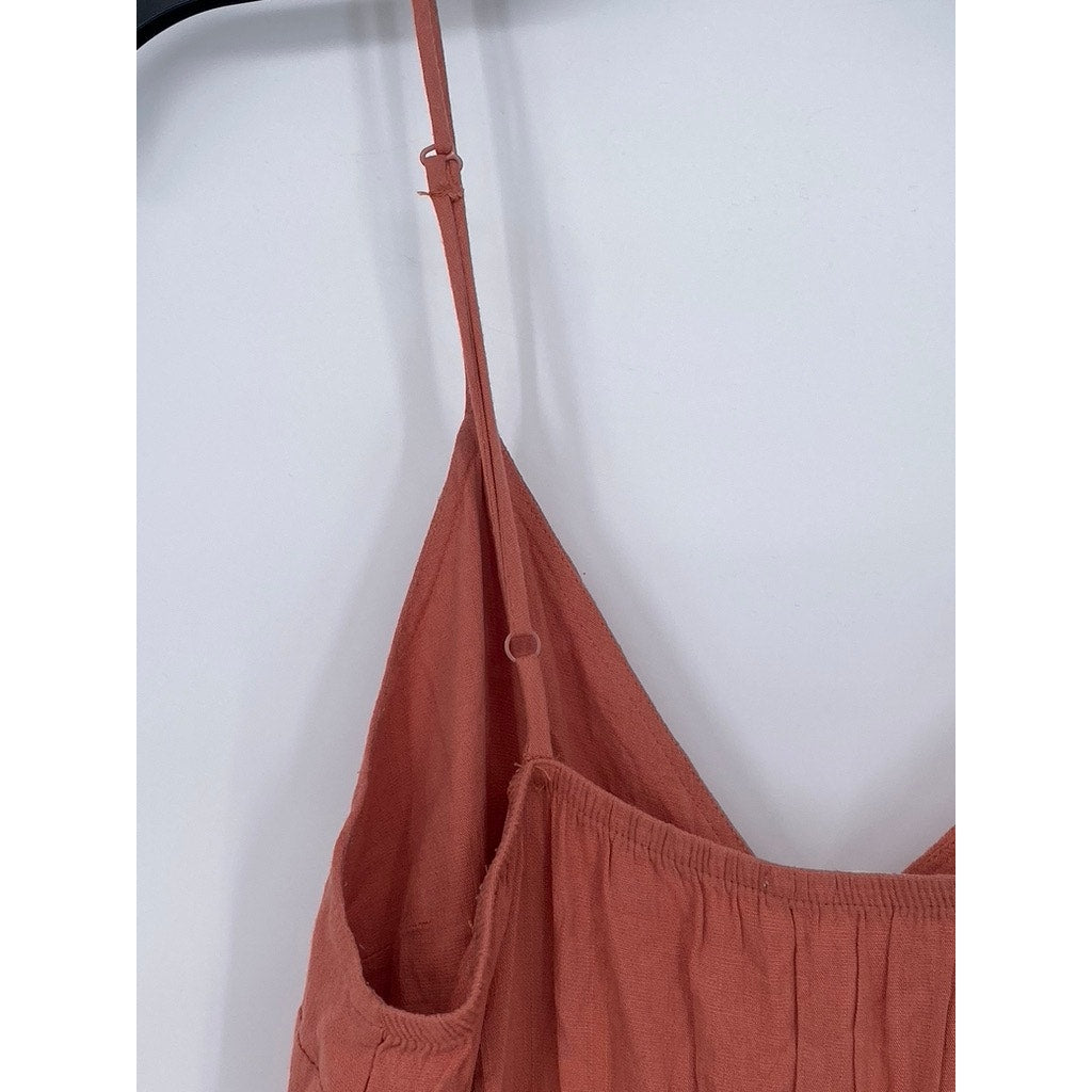 ROKOKO Women’s Dusty Rose Keyhole V-Neck Spaghetti Strap Jumpsuit SZ M