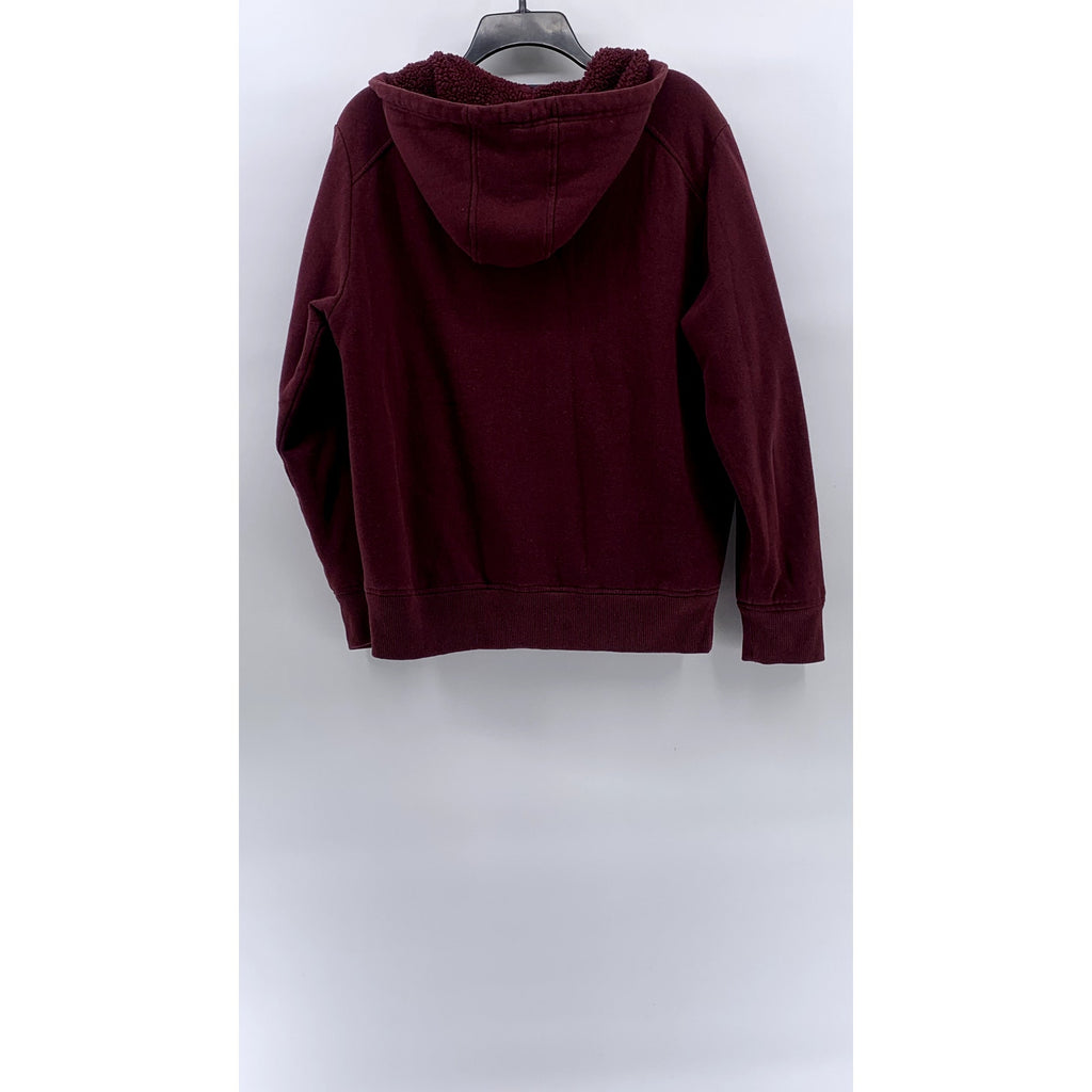 GEORGE Men's Burgundy Casual Drawstring Hooded Long Sleeve Zip-Up Sweater SZ M