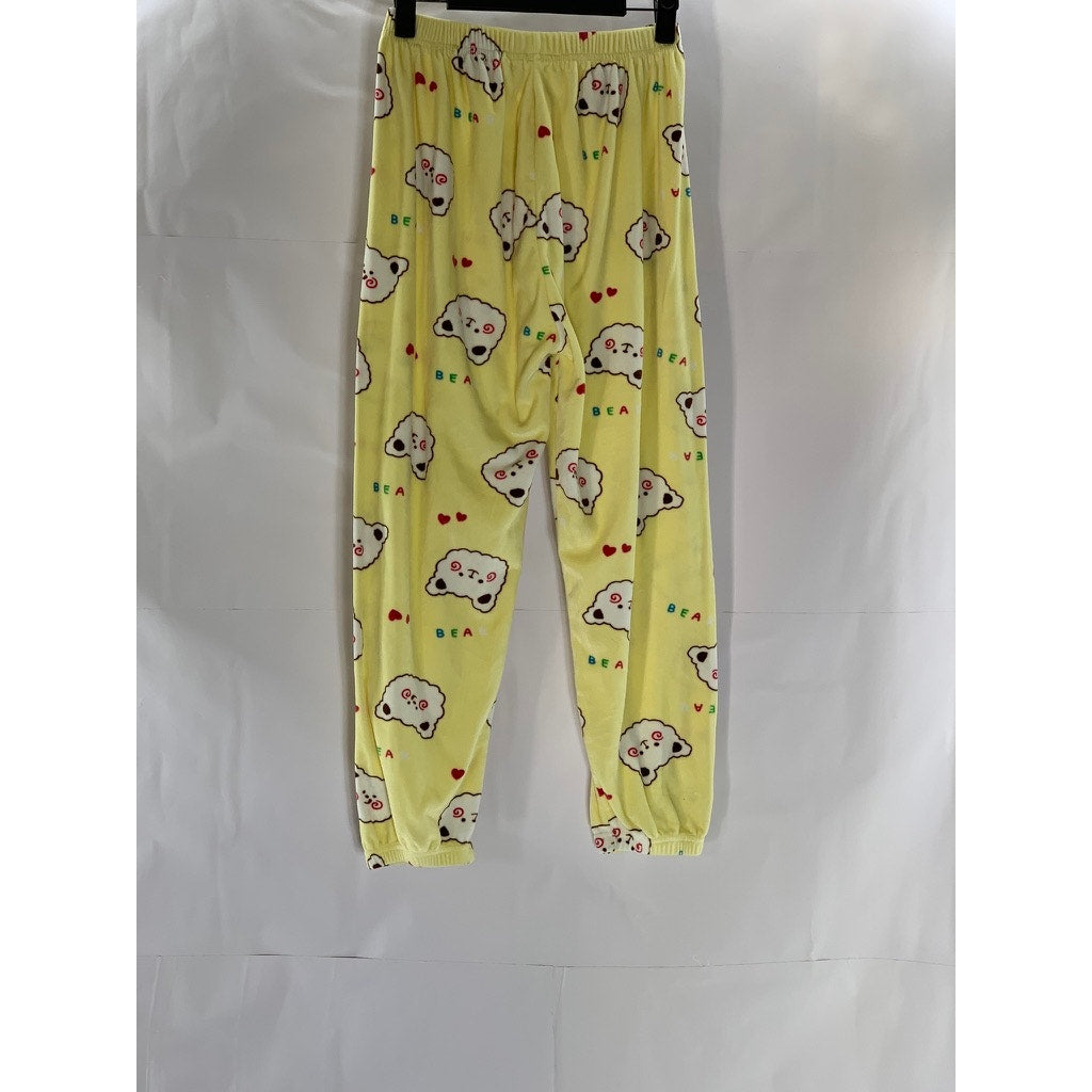 UNBRANDED Women's Yellow Cartoon Print Fleece Pull-On Pant SZ XS