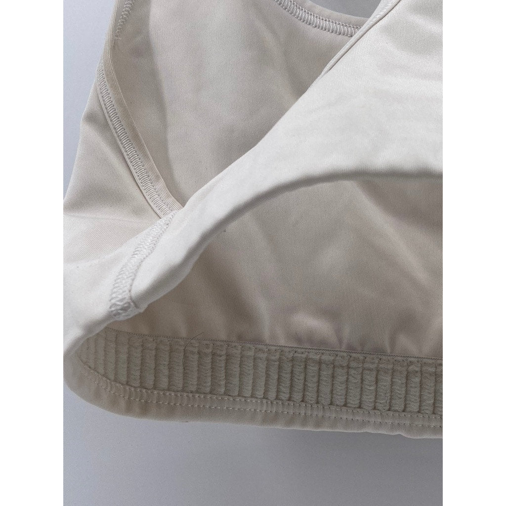 NIKE Women's White-Black Dri-Fit Swoosh Racerback Non-Padded Sports Bra SZ S