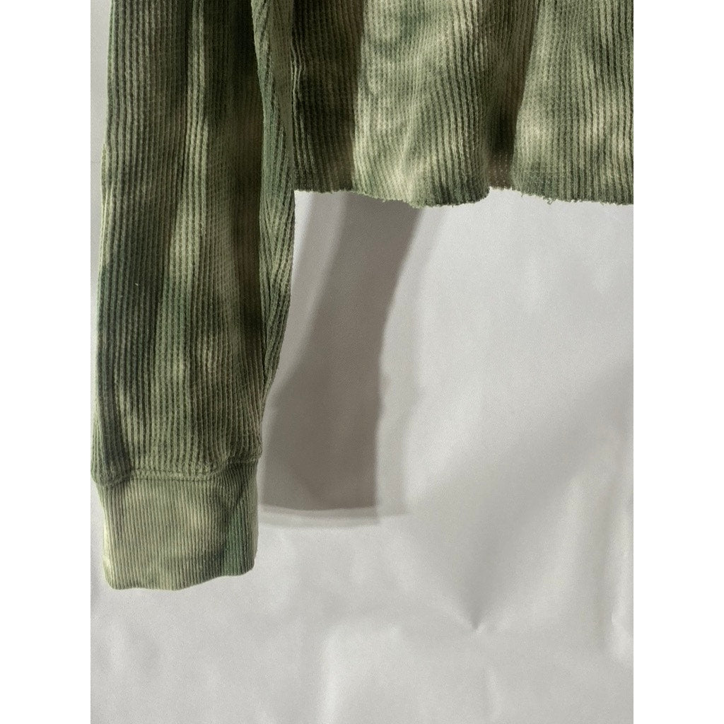 WILD FABLE Women's Green Tie-Dye Crewneck Long Sleeve Thermal Top SZ M
