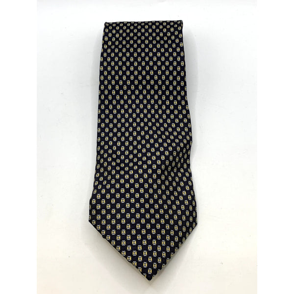 FIRENZE Men's Vintage Navy Printed Silk Tie