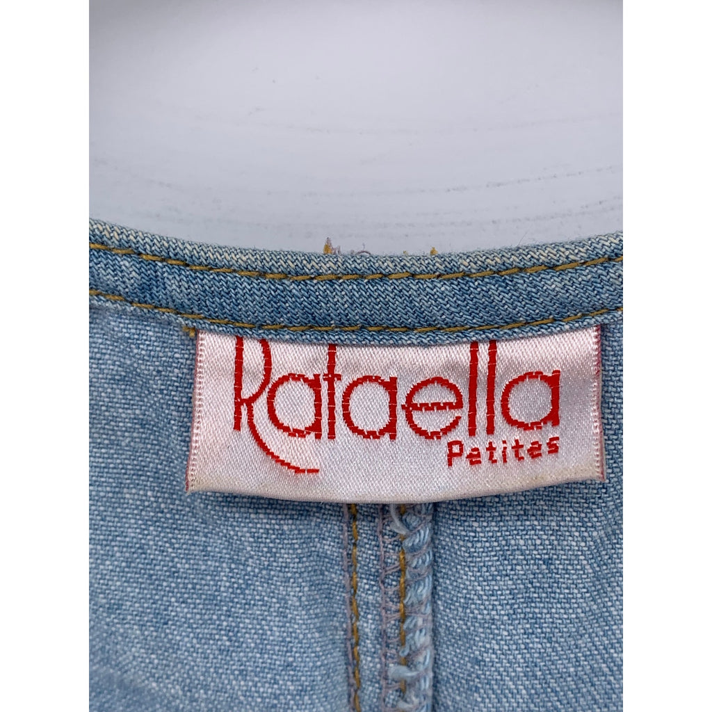 RAFAELLA Women’s Petite Vintage Blue V-Neck Sleeveless Button-Up Midi Dress SZ4P