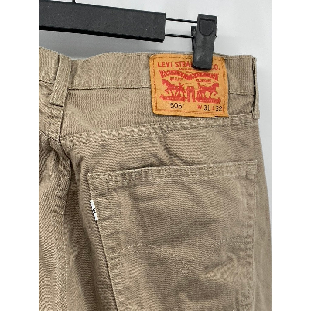 LEVI'S Men's Tan 505 Regular-Fit Straight-Leg Denim Five-Pocket Jeans SZ 31X32