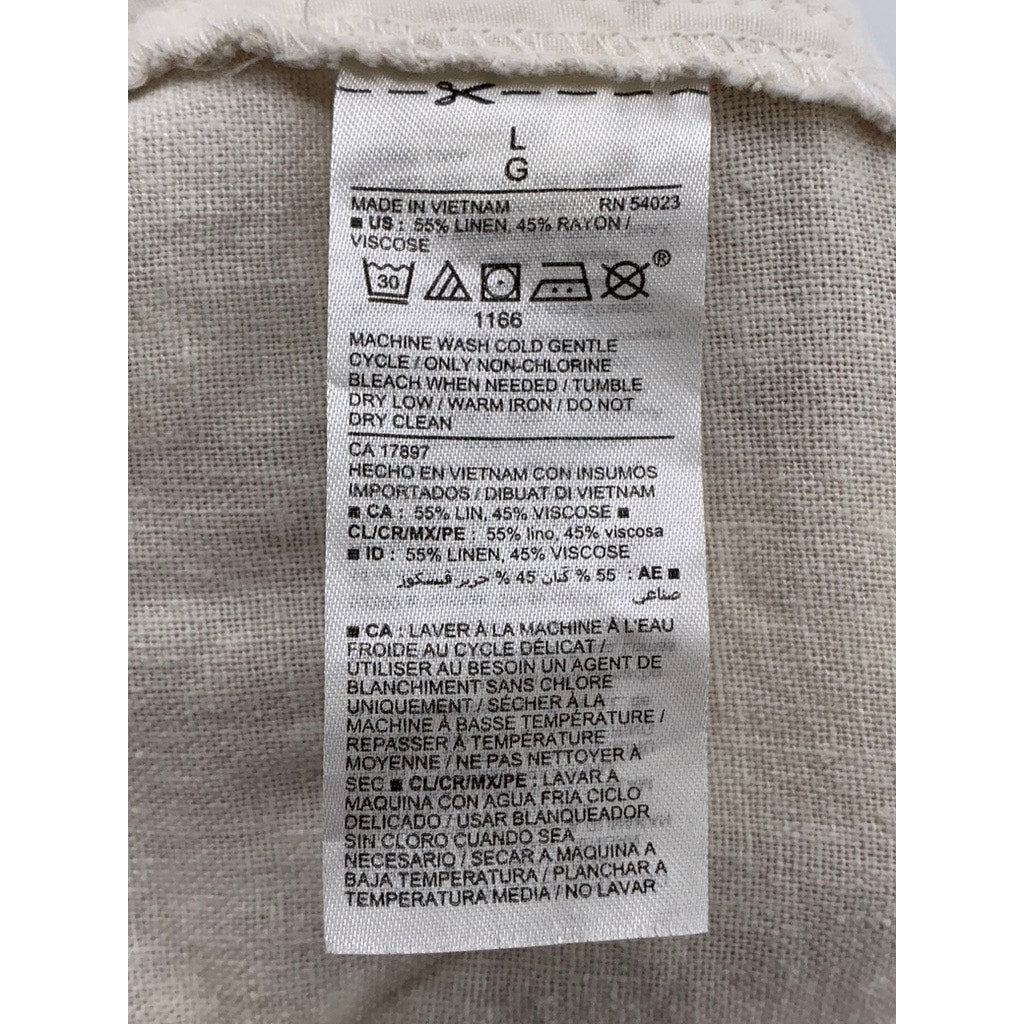 OLD NAVY Women's Beige Spring Tie-Dye High-Rise Linen-Blend Pant SZ L