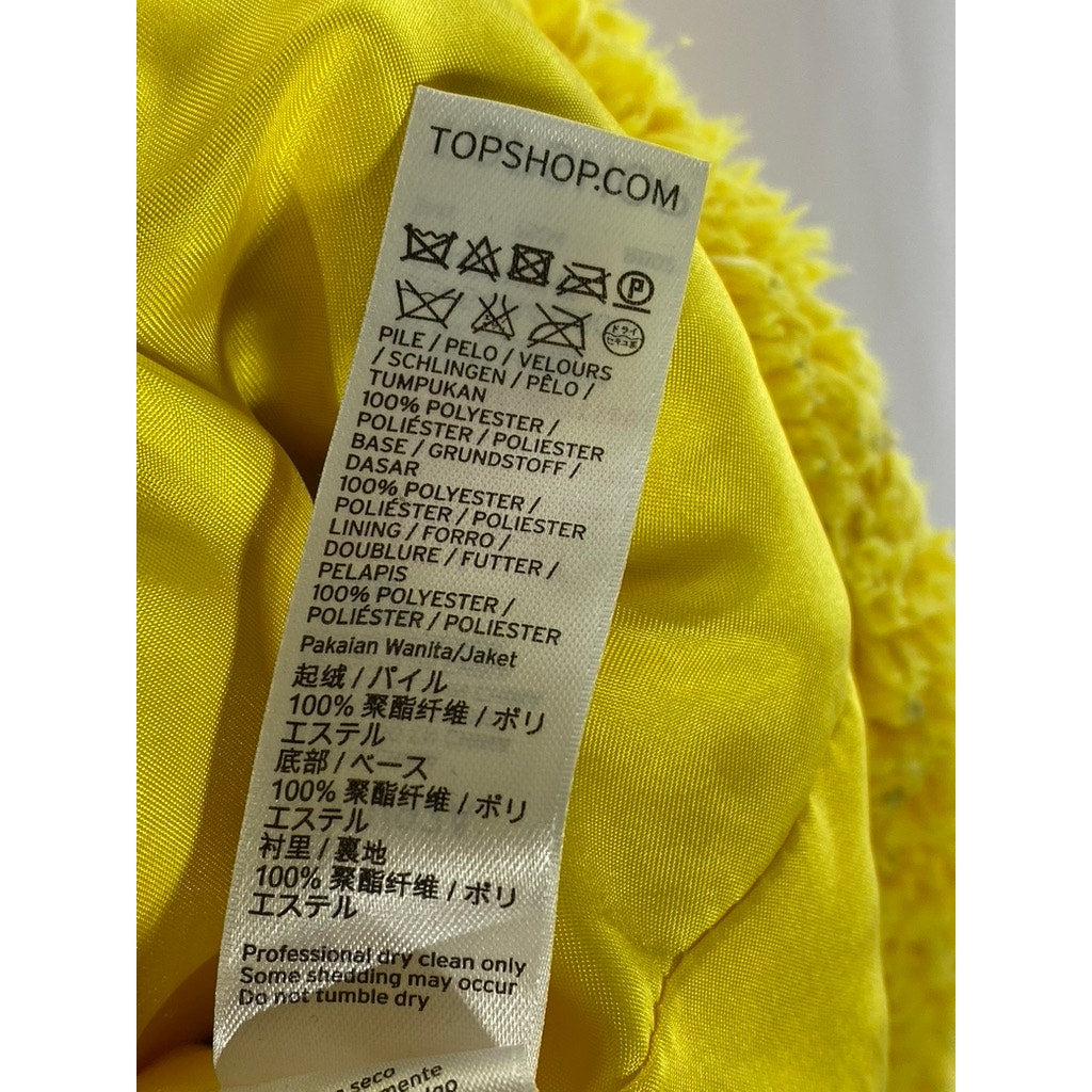 TOPSHOP Women’s Yellow Button-Up Oversized Teddy Jacket SZ 8