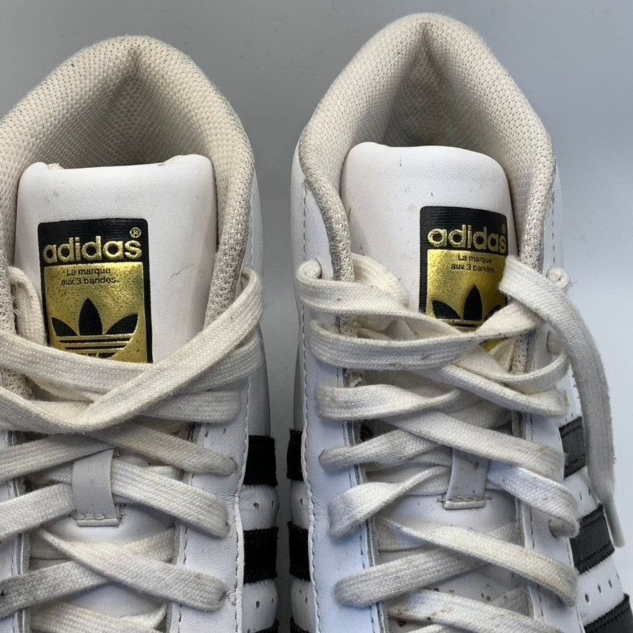 ADIDAS Women's White/Black Pro Model 3-Stripe High-Top Lace-Up Sneakers SZ 5.5