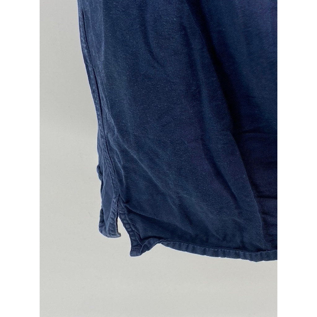 SELECTED HOMME Men's Dark Blue Regular-Fit Button-Up Short Sleeve Shirt SZ M