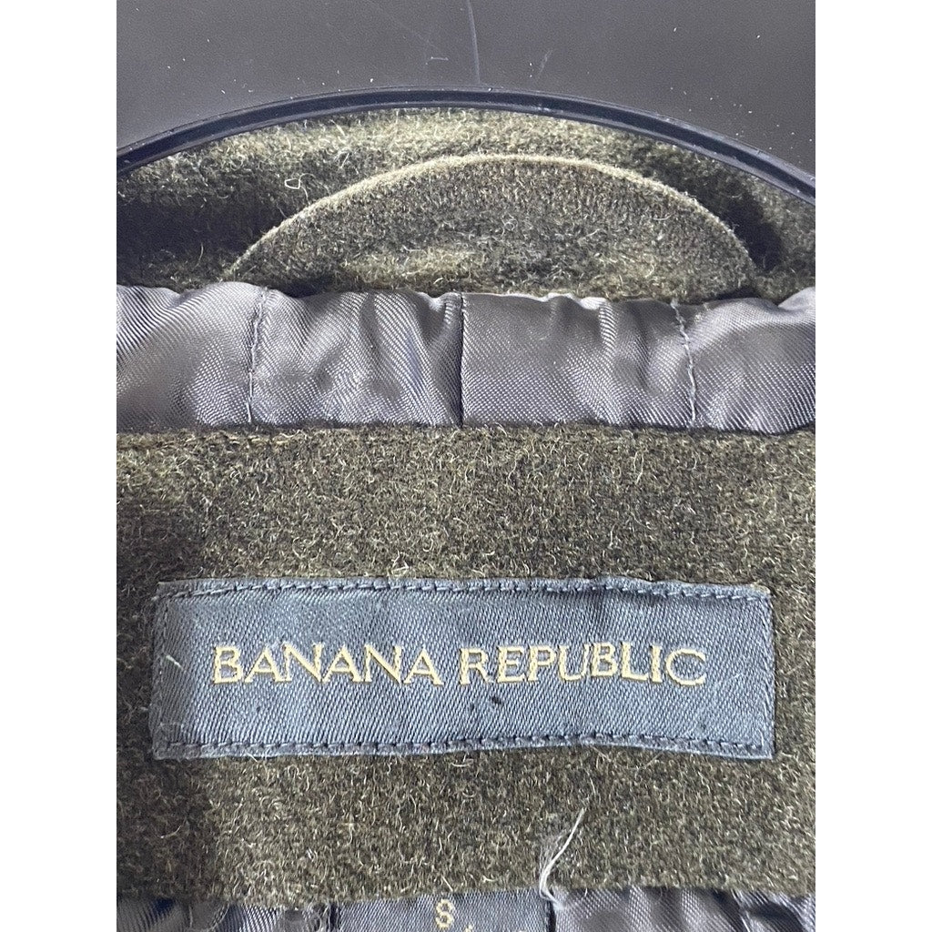 BANANA REPUBLIC Men's Olive Green Stand Collar Zip-Up Virgin Wool Jacket SZ S