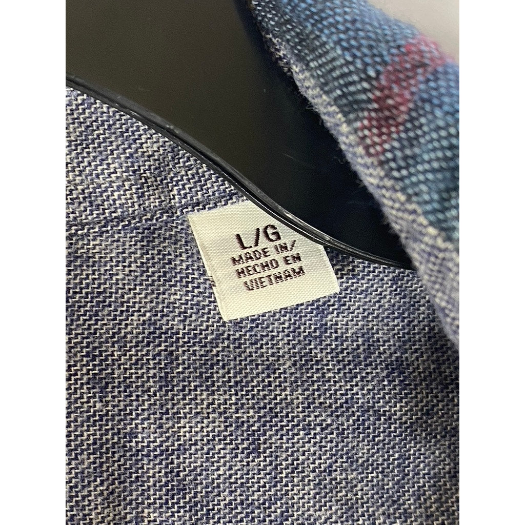 WEATHERPROOF Vintage Original Men's Blue Plaid Button-Up Regular-Fit Shirt SZ L