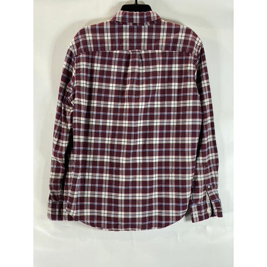 AMERICAN EAGLE OUTFITTERS Men's Burgundy Plaid Seriously Soft Flannel Shirt SZ M