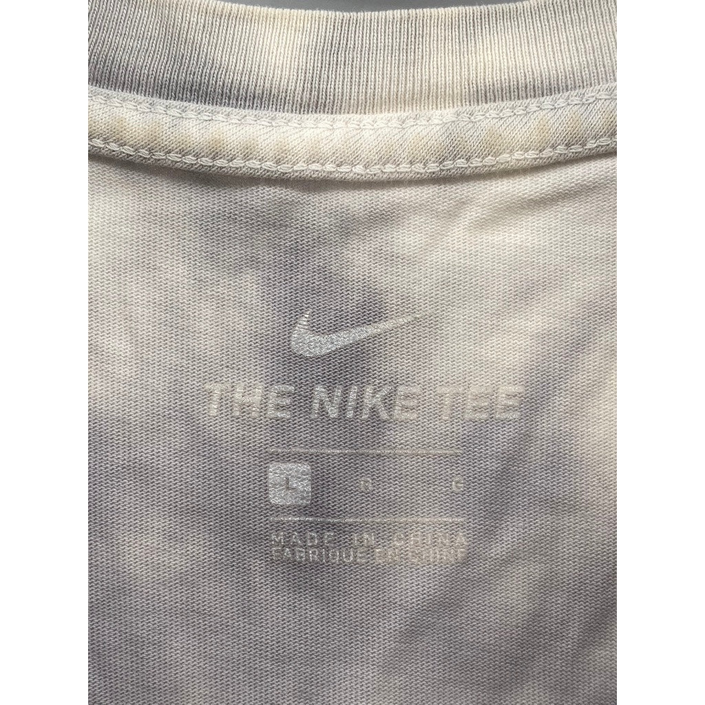 NIKE Women's Gray-White Tie-Dye We Take You Higher Cut-Off SThe Nike Tee SZ L