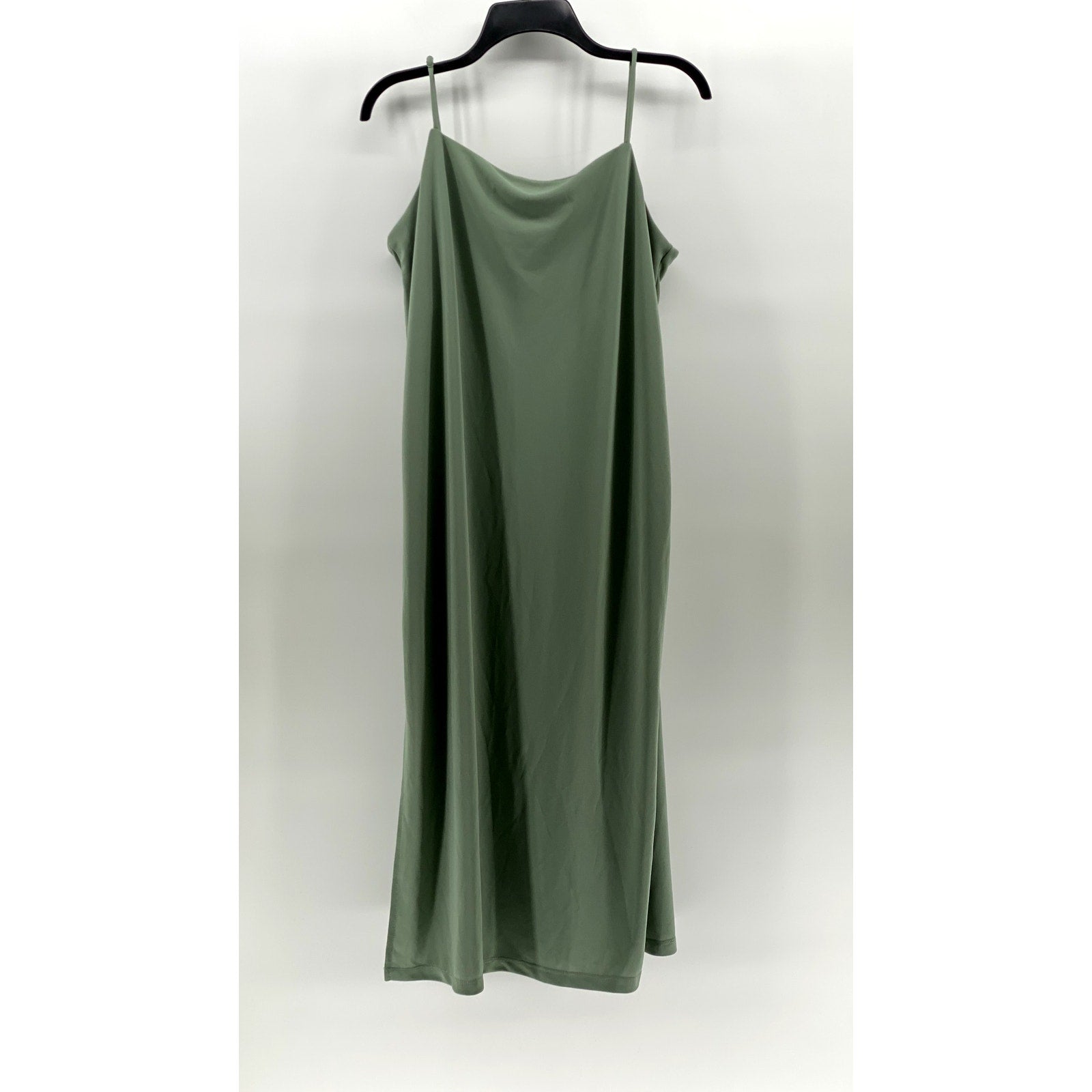 H&M Women's Sage Green Cowl-Neck Spaghetti Strap Midi Slip Dress SZ L