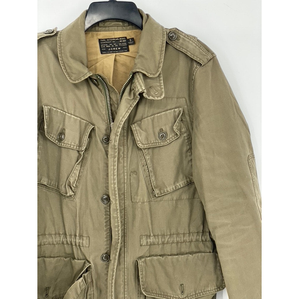 J.CREW Men's Olive Green Zip-Up Button-Up Long Sleeve Utility Jacket SZ S