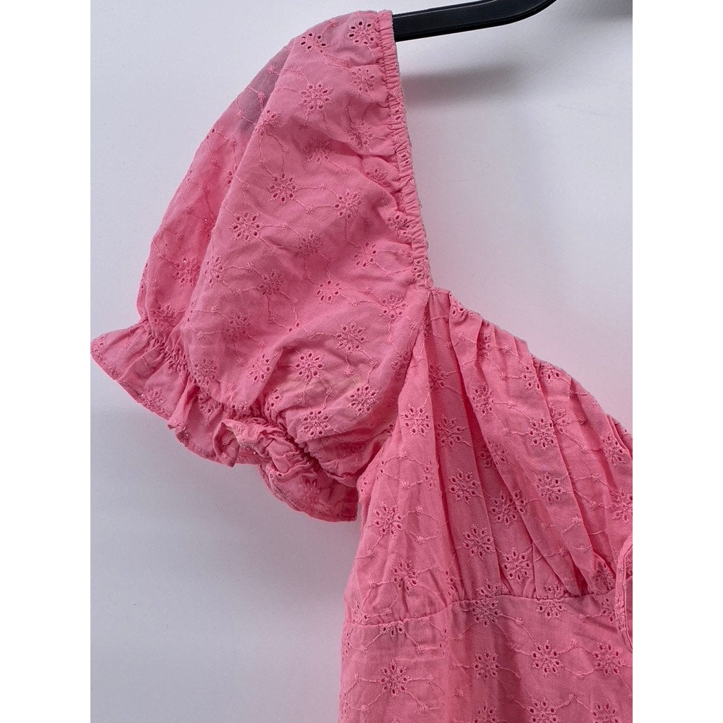 B.DARLIN Women's Bubblegum Pink Puff-Short Sleeve Ruffle Mini Dress SZ 11/12