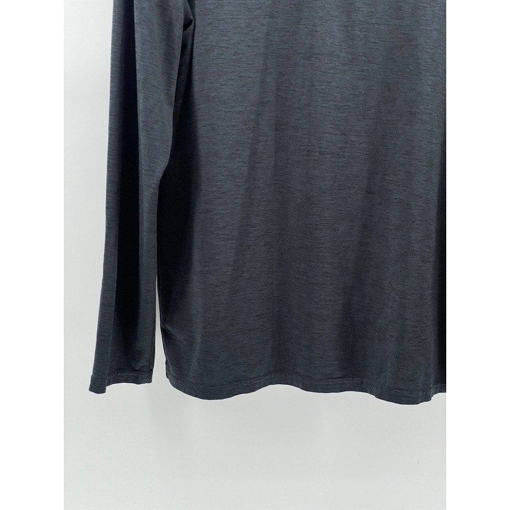 REAL ESSENTIALS Men's Charcoal Half-Zip Long Sleeve Active Shirt SZ S