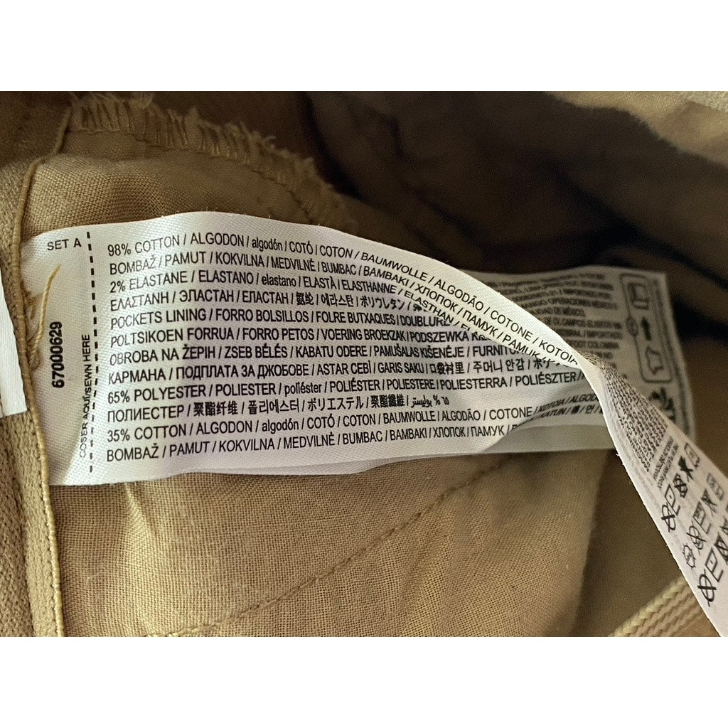 MNG Men's Tan Slim-Fit Drawstring Corduroy Trousers SZ 30