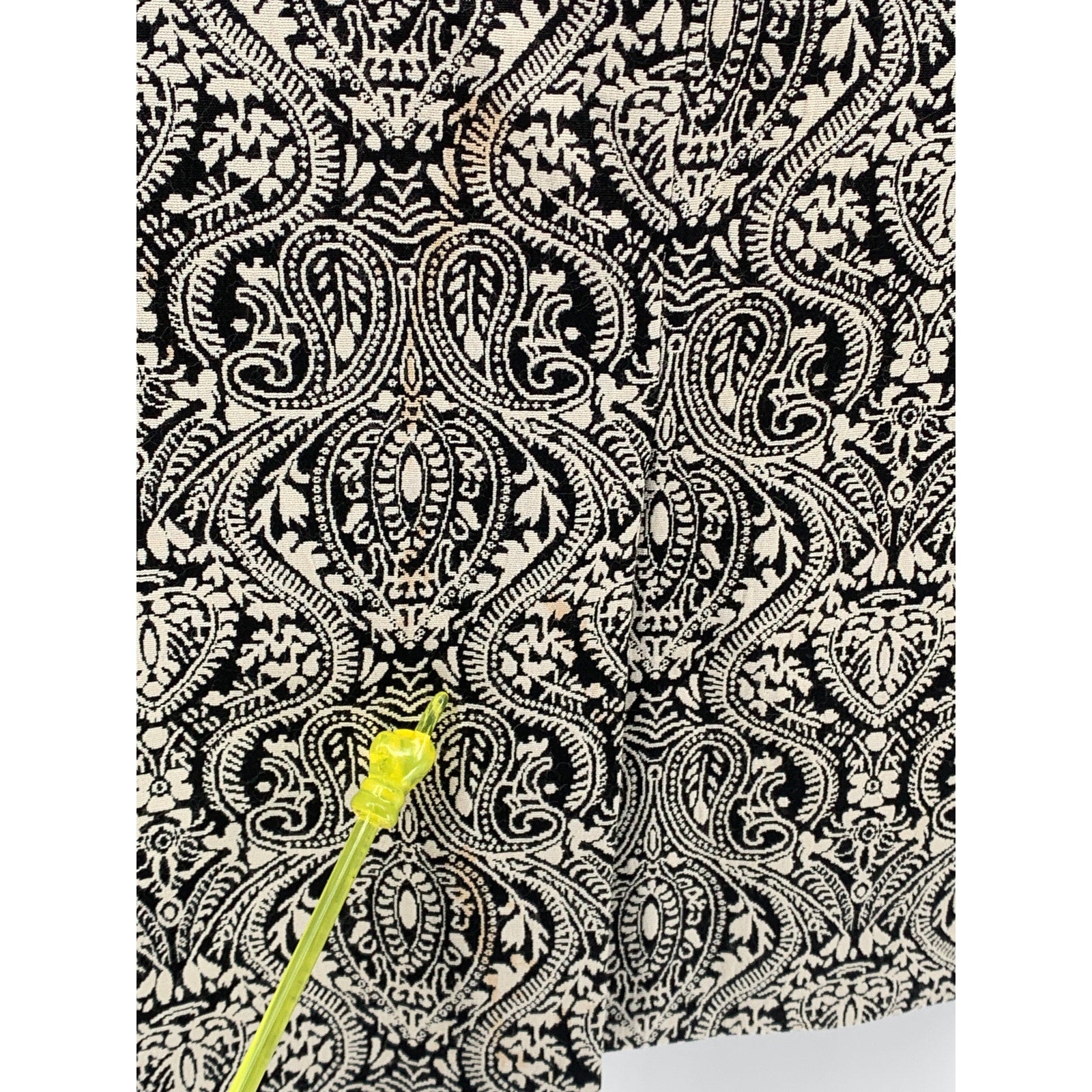 UNBRANDED Men's Black-White Paisley Velour Peak-Collar One-Button Blazer SZ M