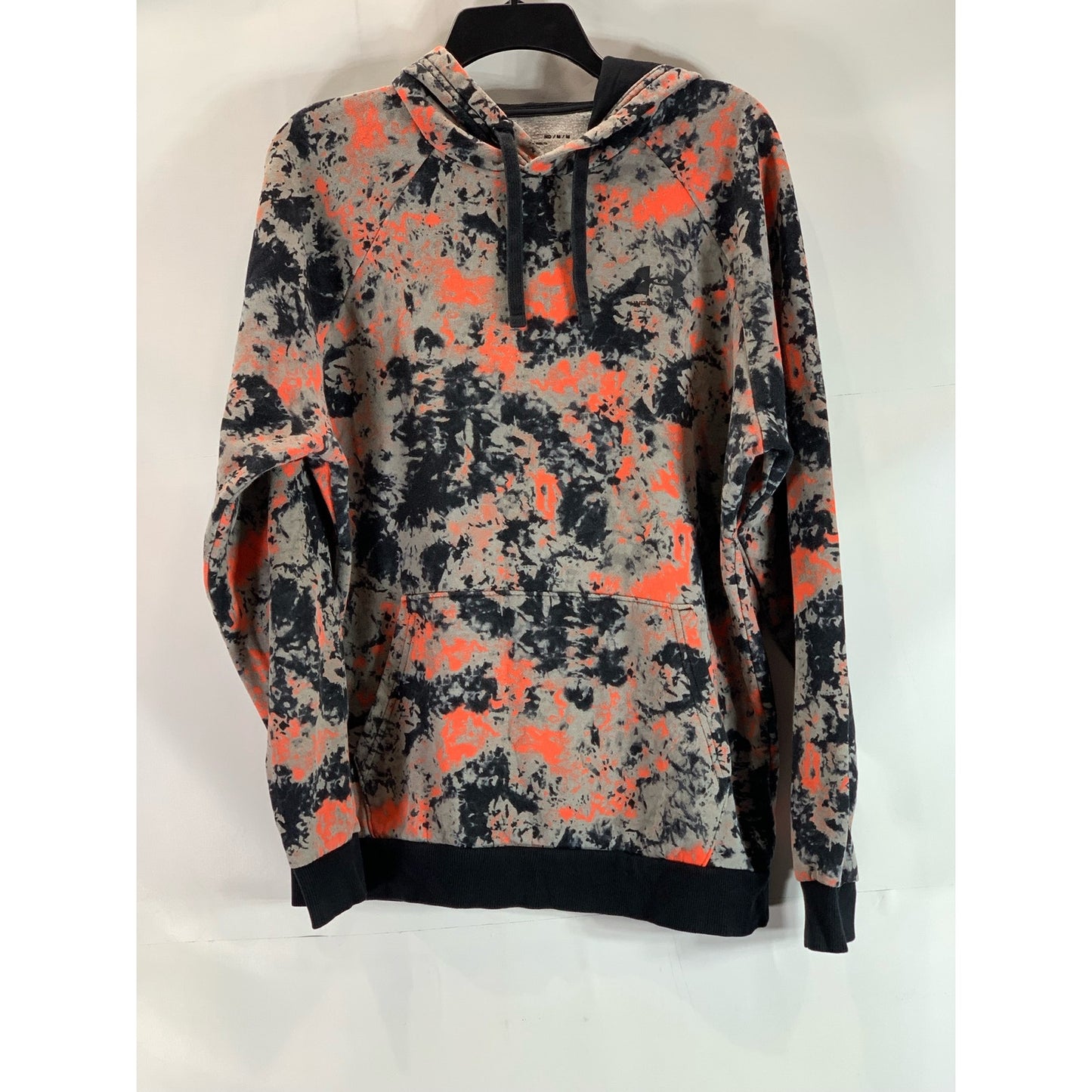 UNDER ARMOUR Men's Gray/Black/Orange UA Rival Cloud Fleece Loose Hoodie SZ M