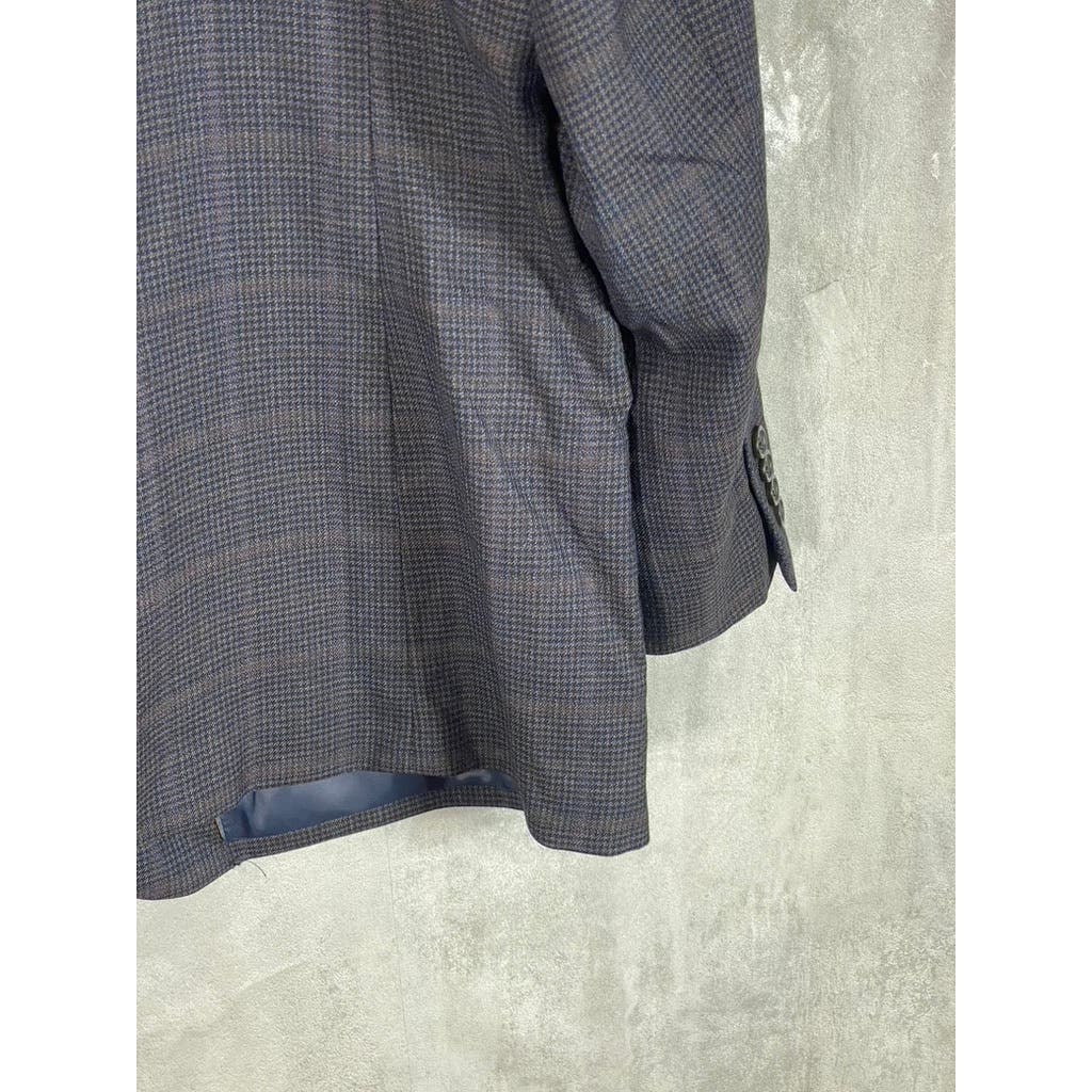 JOSEPH & FEISS GOLD Men's Grey Plaid Classic-Fit Wool Sport Coat SZ 50R