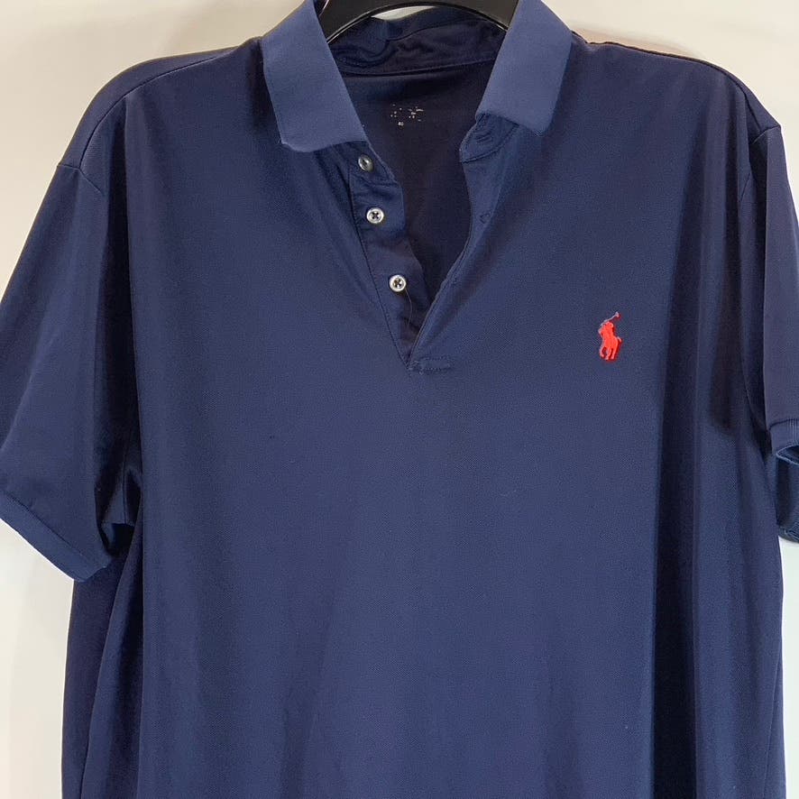 POLO RALPH LAUREN Men's Navy Short Sleeve Pique Polo Shirt SZ L