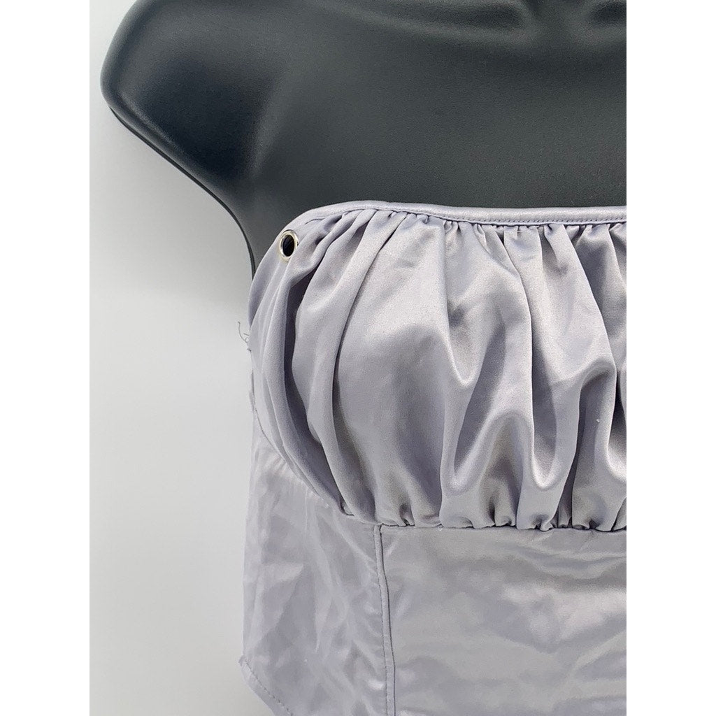 UBRANDED Women's Lilac Satin Strapless Corset Crop Top SZ S